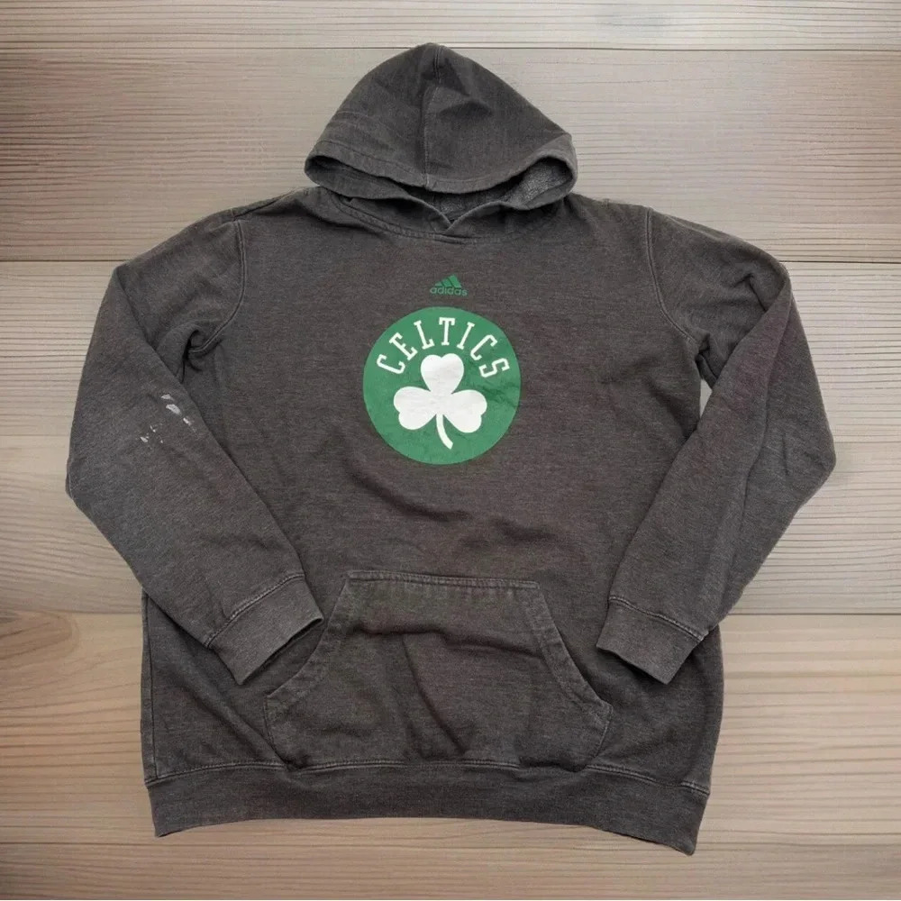 Boston Celtics ADIDAS Hoodie Boys XL (18) Youth Gray Sweatshirt NBA Basketball